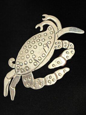 Vintage Taxco Mexico Sterling Silver Crab Brooch Pin Signed CFAL TH-01
